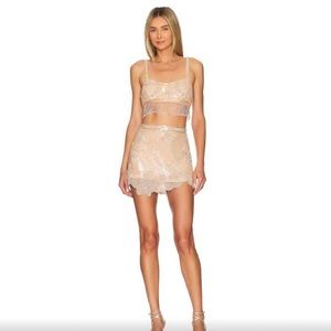 LoveShackFancy Kalasie Skirt + Maeve Top size 4 Peach Medley